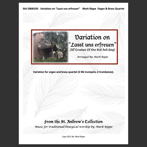 Lasst uns erfreuen (All Creatures Of Our God And King) Variation for Organ & Brass Quartet (StA OB00105)